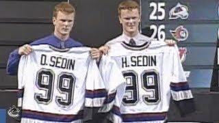 Vancouver Canucks Select Daniel and Henrik Sedin June 26 1999 [upl. by Etra763]