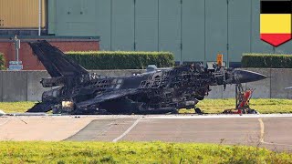 Mechanic destroys F16 fighter jet by accident in Belgium  TomoNews [upl. by Hamachi886]