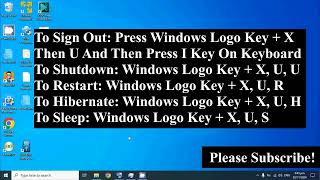 Shortcut Keys To Sign Out Shutdown Hibernate Sleep And Restart Windows 10 Or 11 [upl. by Tisdale]