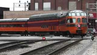 Amtraks Empire Builder Departing Chicago with Milwaukee Road Hiawatha Cars 220712 [upl. by Russia]