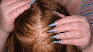 ASMR Scalp Check with Long Nails Scalp Scratching Whispering Hairdresser Roleplay [upl. by Huesman291]