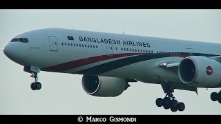 BIMAN Bangladesh Boeing 777300ER landing at Rome FCO 16R [upl. by Till]