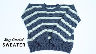 Easy Crochet Striped Sweater [upl. by Lecia]