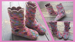 Tutoriel crochetPantouflesBottesUltra moelleuses comme sur un nuageSPÉCIAL GAUCHERSLEFTIES [upl. by Pouncey]