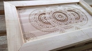 Wood Chip Carving  Wooden tray Part 3  Adding Frame [upl. by Nytsua625]