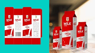 how to make a milk box packaging design in illustrator  photoshop tutorial [upl. by Lucinda]