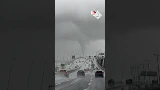 Waterspout spotted in Lisbon from Vasco da Gama bridge [upl. by Fisch]