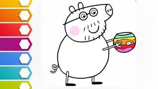 💕❤daddy pig drawing l 🥰easy peppa 🐷🐖pig dad drawing l easy drawing for kids l how to draw peppa pig [upl. by Hsenid]