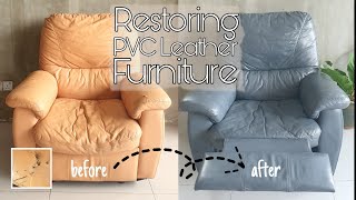 How to fix old PVC leather couch  DIY rip amp crack repair  leather filleramp paint  baiki sofa koyak [upl. by Ilamad]