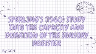 AQA ALEVEL PSYCHOLOGY  Memory Sperling’s 1960 study [upl. by Emyaj]