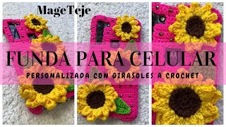 Paso a paso para tejer FUNDA DE GIRASOLES para tu celular a CROCHET 🌻 [upl. by Wilmott]