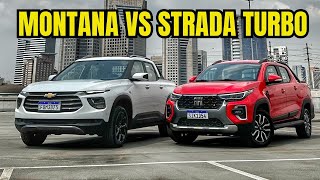 FIAT STRADA TURBO VS CHEVROLET MONTANA  QUAL É A MELHOR CAMINHONETE [upl. by Yrocej639]