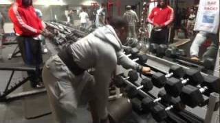 Simeon Panda 105kg 232lb Dumbbell Single arm rows  Metroflex Uk [upl. by Fee151]