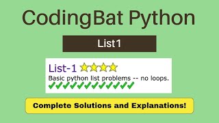 CodingBat Python List1  SOLUTIONS and EXPLANATIONS for Beginners [upl. by Lamori992]