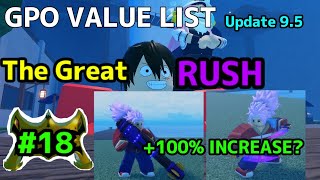 NEW GPO VALUE LIST UPDATE 95 18 THE PRESTIGE RUSH [upl. by Lomax]