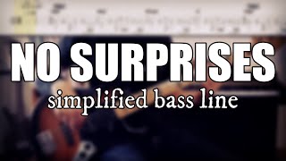 No Surprises  Radiohead  Simplified bass line with tabs 9 [upl. by Ashok]