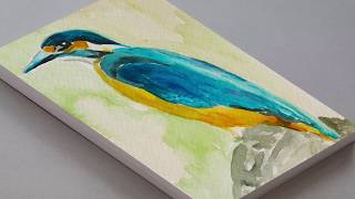 HOW TO DRAW KINGFISHER STEP BY STEP VERY EASY WAY  BIRDS DRAWING  KINGFISHER WATERCOLOR PAINTING [upl. by Adnala971]