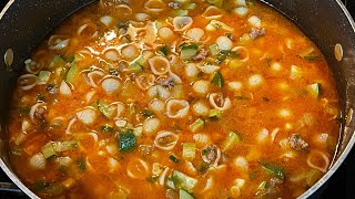 Cómo Preparar Una Rica Sopa Loca De Pasta Con Carne Molida y Verduras La cocina De Sol [upl. by Atinahc]