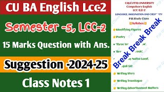 CU BA 5th Sem English LCC2 suggestion 2025ugEnglish5th semSyllabusLCC22025 [upl. by Karina421]