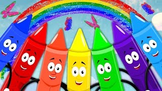 rainbow crayons color song  nursery rhyme  preschool [upl. by Ymmit128]