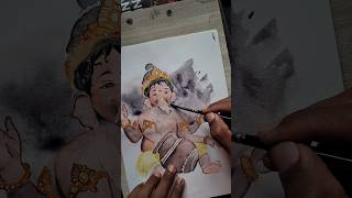 Ganesha watercolor painting😍 ganesh painting shorts art [upl. by Neruat209]