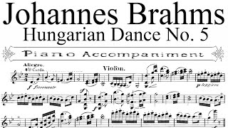 Brahms  Hungarian Dance no 5  Piano Accompaniment [upl. by Ethelyn]