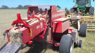 John Deere 7420 Rakehand amp Massey Ferguson 1839 Square Baler [upl. by Engdahl85]