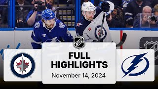 NHL Highlights  Jets vs Lightning  November 14 2024 [upl. by Kenji]