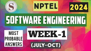 Software Engineering NPTEL Week1 Assignment Answers 2024  JulyOct  nptel2024 [upl. by Alphonso]