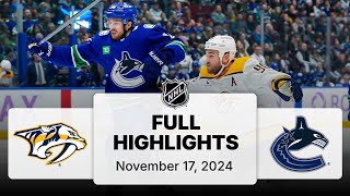 NHL Highlights  Predators vs Canucks  November 17 2024 [upl. by Walli]