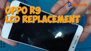 OPPO R9 LCD with FRAME REPLACEMENT  Cara tukar lcd oppo r9 [upl. by Savina]