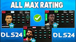 NEW MAX RATING PLAYERS  ALL PLAYERS MAX RATING  DLS 24 [upl. by Nimzay]