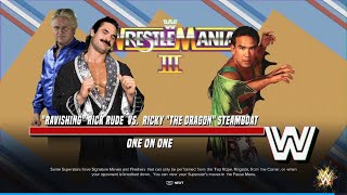 WWE 2K24 quotRavishingquot Rick Rude w Bobby quotThe Brain Heenan vs Ricky quotThe Dragonquot Steamboat [upl. by Haywood67]