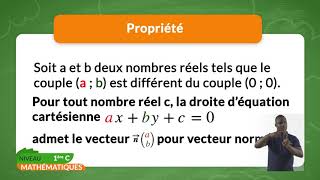 1ère C  Mathématiques  Géométrie analytique du plan [upl. by Silliw]