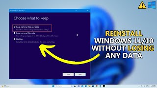 How To Reinstall Windows 1110 Without Losing Apps Data Or Files 2024 [upl. by Gwen]