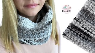 Crochet a Beautiful COWL – Quick amp Easy ONE ROW REPEAT Design [upl. by Newob]