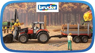 Tractor Massey Ferguson cu incarcator frontal si remorca Bruder 02046 [upl. by Stoddard]