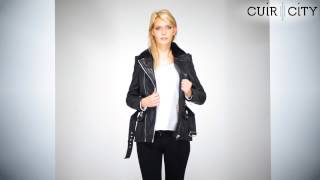 Veste Cuir Redskins Femme Noire  Marlen Rivoli Black En Video [upl. by Casabonne]