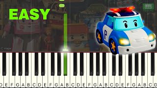 Robocar Poli Theme OST Very Easy Piano Tutorial One Finger [upl. by Nytsirt]