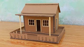 Beautiful Small Cardboard House For School project  How To Make Cardboard House [upl. by Jeff644]