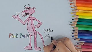 How to draw PINK PANTHER ZAIBAs Drawing [upl. by Aneev]