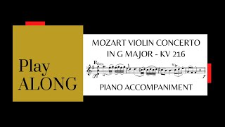 Mozart  Violin Concerto No 3 in G major K 216  Piano Accompaniment  Slow Tempo [upl. by Regni926]