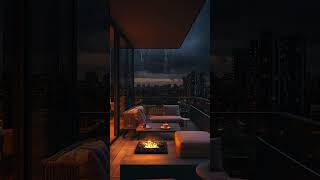 Rainfall Retreat 🌧  Luxury Balcony with Thunder and Cozy Fire Pit Sounds relax sleepsounds [upl. by Llorrac925]