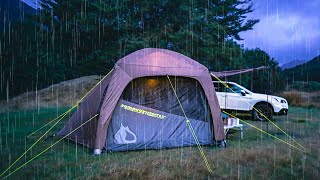 Tent Camping in the Rain  Rainy Car Camping  Air Tent [upl. by Feune]