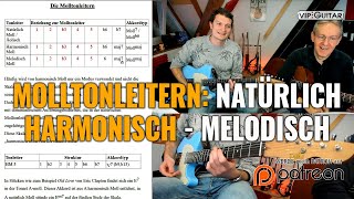 Gitarre lernen die 3 Arten von Molltonleitern Natürlich Harmonisch und Melodisch [upl. by Ynhoj767]