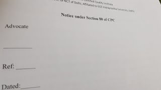 FORMAT OF LEGAL NOTICE UNDER SECTION 80 OF CPC DRAFTING LAWNOTES FORMATSOFDRAFTING [upl. by Trahurn]