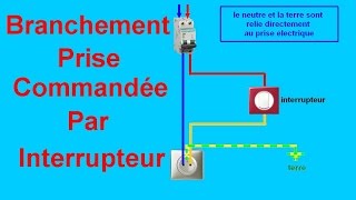 schema branchement cablage prise commandée par interrupteur [upl. by Inan80]