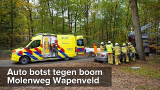 Brandweer knipt dak van auto bij ongeval Molenweg Wapenveld  ©StefanVerkerknl [upl. by Nirad]