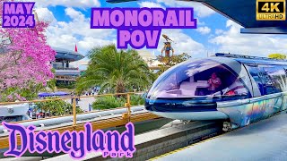 Disneyland Monorail 2024 Tomorrowland Station to Downtown Disney Disneyland Rides 2024 4K [upl. by Cecilla]