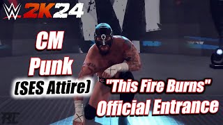 WWE 2K24 CM Punk SES Attire Official Entrance [upl. by Standice142]